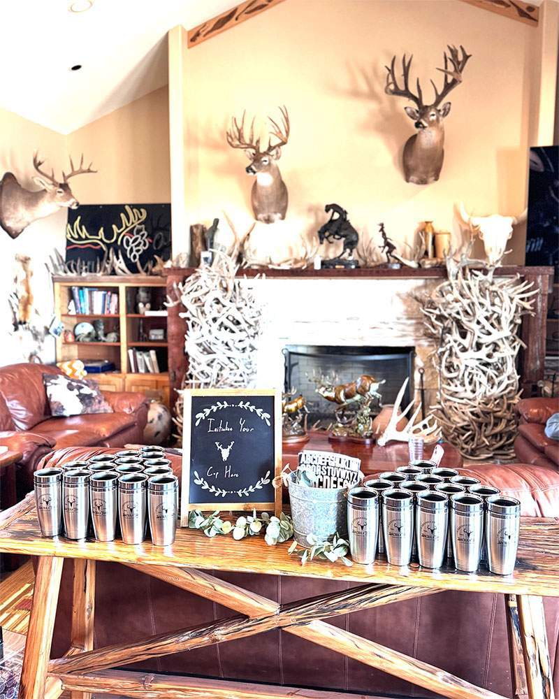 Great room with fireplace at the main lodge