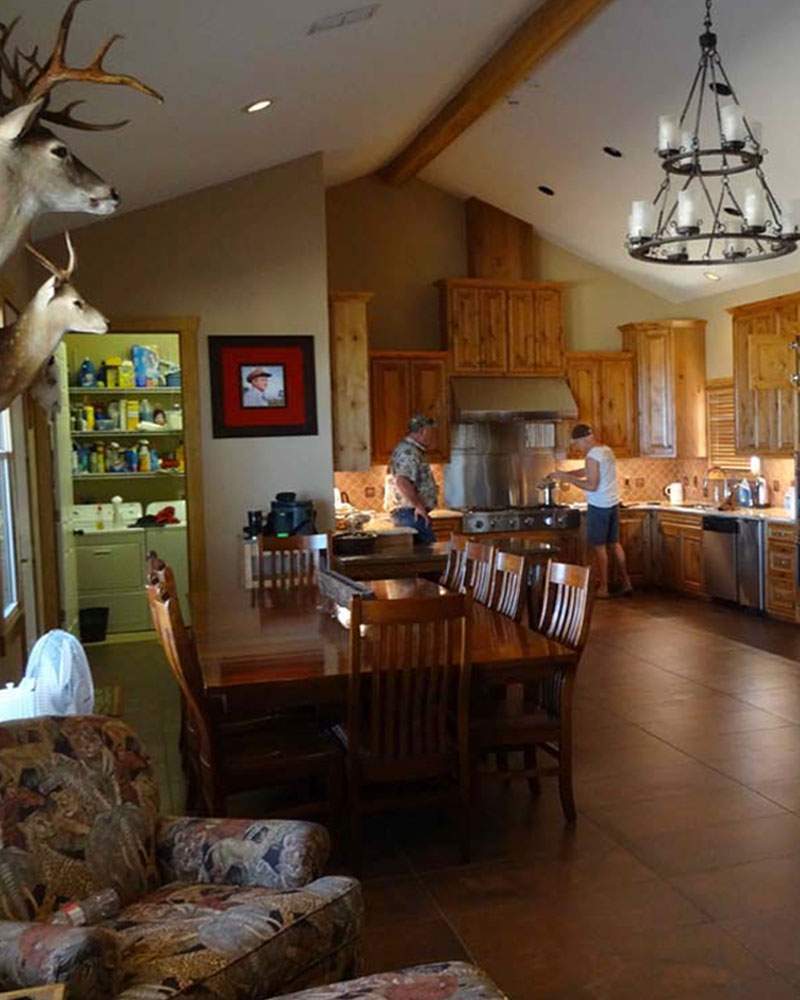 Open eat-in kitchen and dining area at the lodge